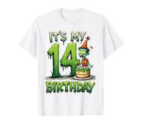 Kids It's My 14th Birthday Boy Halloween Zombie 14 Years Old Maglietta