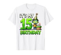 Kids It's My 15th Birthday Boy Halloween Zombie 15 Years Old Maglietta