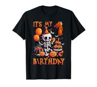 Kids It's My 1st Birthday Boy Halloween Skeleton 1 Years Old Maglietta