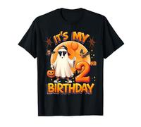 Kids It's My 2nd Birthday Boy Ghost Halloween 2 Years Old Maglietta