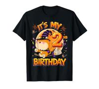 Kids It's My 2nd Birthday Halloween Cat Witch 2 Years Old Maglietta