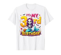 Kids It's My 3rd Birthday Girl Halloween Mermaid Skeleton Maglietta