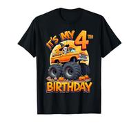 Kids It's My 4th Birthday Boy Halloween Monster Truck Maglietta