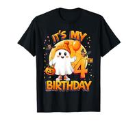 Kids It's My 4th Birthday Cute Ghost Halloween 4 Years Old Maglietta