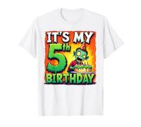 Kids It's My 5th Birthday Boy Halloween Zombie 5 Years Old Maglietta