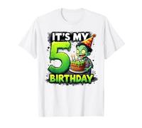 Kids It's My 5th Birthday Boy Halloween Zombie 5 Years Old Maglietta