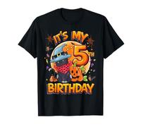 Kids It's My 5th Birthday Girl Cat Halloween 5 Years Old Maglietta
