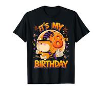 Kids It's My 8th Birthday Cat Witch Halloween 8 Years Old Maglietta