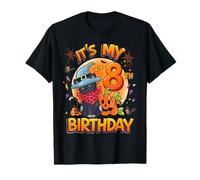 Kids It's My 8th Birthday Girl Cat Halloween 8 Years Old Maglietta