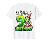 Kids It's My 9th Birthday Boy Halloween Zombie 9 Years Old Maglietta
