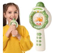Kids Karaoke Mic, Microfono Dei Cartoni Animati, Microfono Portatile, Batteria Ricaricabile, Portatile E Leggero, 10x7,4x22cm, Marrone, Rosa, Verde, Per 3-12 Anni
