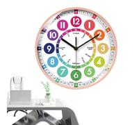 Kids Learning Clock - 10 pollici non ticchettio silenzioso, insegnante di analogico a batteria | Easy Leggi Numeri colorati che muovono l'orologio, avvincente per raccontare lo strumento per l'a