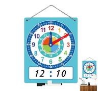 Kids Learning Clock - Educational Kids Clock Learning - Strumento di risorse educative con area di scrittura di cancellazione a secco, strumento di pratica del doppio laterale per la scuola mate