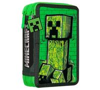 Kids Licensing - Astuccio scolastico con 2 cerniere Minecraft per bambini