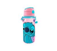 Kids Licensing - Borraccia per bambini e ragazze, in alluminio, con manico e chiusura a scatto, priva di BPA e tossine, 600 ml, motivo: Stitch