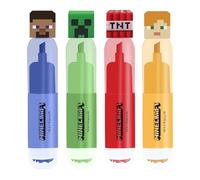 Kids Licensing - Evidenziatori Fluorescenti Minecraft Pack 4 Colori - Pennarelli Pastello per Studio, Ufficio e Materiale Scuola