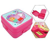 HOVUK Peppa-Pig Lunch Box 14 cm, contenitore per il pranzo in plastica per bambini, adatto al microonde e alla lavastoviglie, per bambini e ragazze dai 3 anni in su