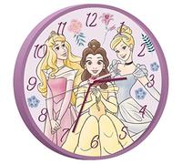 Kids Licensing | Orologio da parete Principesse Disney | Orologio per bambini | Analogico | Facile da leggere | Imparare le ore | Diametro 25 cm | Batterie AA | Licenza ufficiale