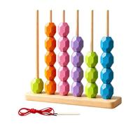 Kids Match Toy, Wood Bead Sorting Game, Color Counting Stack Set, Logical Thinking Puzzle Kit, for Boys Preschoolers Children 3-6 Years Old Home Classroom Travel Learning Education Skill Development F