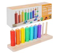 Kids Matching Toy - Wooden Logical Thinking Stacking Game | Color Sorting Matching Toy With Rainbow Circles | Educational Learning For Boys Girls