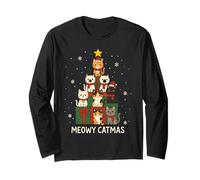 Kids Men Women Meowy Catmas Funny Christmas Cats Cat Lovers Maglia a Manica