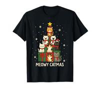 Kids Men Women Meowy Catmas Funny Christmas Cats Cat Lovers Maglietta