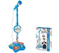 Kids Microphone with Stand, Adjustable Microphone Stand for Kids, All-in-One Karaoke Machine with Lights, Ignite Passion for Singing (Blue)