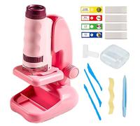 Kids Microscopio Kit, Educational Science Toy, 60x-180x Magnification Microscope with Accessories, Perfect for Early Learning Activities, Boys Girls Ages 2+, Blue Brown Pink