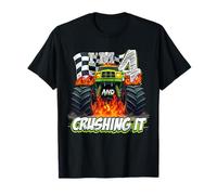 Kids Monster Truck 4 Year Old Boys 4th Birthday Crushing It Maglietta