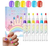 Kids Nail Pens For Kids | 6-Colors Waterproof Quick Dry Peel Off Drawing