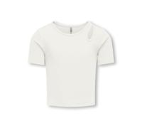 KIDS ONLY Kognessa S/S Cut out Top Box Jrs Noos T-Shirt, Cloud Dancer/Detail:Shoulder Cut out, 110 cm-116 cm