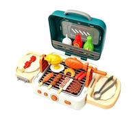 Kids Outdoor Grill Playset - Foldable Cooking Grill Playset With Mist Sound