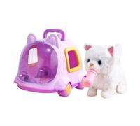 Kids Pet Care Play Set, Electric Plush Animal Toy, Simulation Robot Dog Rabbit Cat, Pretend Bottle And Comb, Interactive Travel Gift For Girls Boys, Travel Friendly, 7.87x9.45x7.68 In