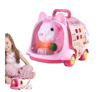 Kids Pet Care Play Set, Electric Plush Animal Toy, Simulation Robot Dog Rabbit Cat, Pretend Bottle And Comb, Interactive Travel Gift For Girls Boys, Travel Friendly, 7.87x9.45x7.68 In