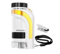 Kids Pocket Microscopio - 50 300 x Handheld Digiscope, LED Science Microscope, Mini Educational Tool with Lens Feature, Classroom Outdoor Learning with Compact Size, Birthday Boys Girls