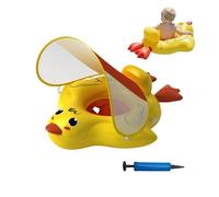 Kids Pool Float, Cartoon Canopy Ring, 27 Inch Inflatable Seat Float, Swim Ring with Tail Chamber Anti Slip Crotch for 12 to 36m Kids Water Play, Sun Shade Cover, Secure Seat Support for Pool Fun