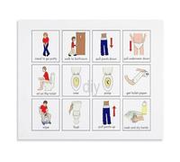 Kids Potty Training Poster Step by Step Visual Aid Chart Canvas Wall Art for Potty Training Area Decor(Framed,12x18inch(30x45cm))