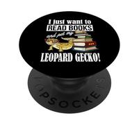 Kids Reading Reptile Read Books Pet Leopard Gecko Lover PopSockets PopGrip Adesivo
