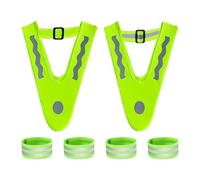 Kids Reflective Safety Vest,2 Pieces V-shape Kids Safety Vest With 4 Reflective Bands - Breathable High Visibility Clothing - For Construction Running Cycling Night School Camping Hiking Commuting
