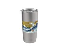 Kids Retro Vintage Surfing A Wave Pet Crested Gecko Lover Bicchiere termico in acciaio inox doppia parete
