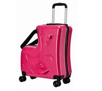 Kids Ride on Suitcase - Cabin Trolley, da viaggio | 20 pollici di rotolamento con cinture di sicurezza Pedals Wheels Silent Wheels Password per ragazzi Girls Aereo Scuola Trip Holidays