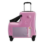 Kids Ride Suitcase | 3-Digit Password Lock Kids Ride Travel Luggage | 20in Trolley Case With Seat Belts | Handlebars Pedals Silent Wheels for Boys and Girls, Sturdy Carry- Luggage for