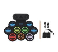 Kids Roll Up Electronic Drum Set, Portable MIDI Practice Drum Pad with Dual Stereo Speakers, Bluetooth and 3.5mm Jack, Rechargeable Battery for Children Beginners
