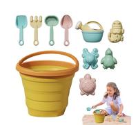Kids Sand Toys - Beach Shovel Digging Set | Folding Fruit Bucket Play Kit Lightweight Outdoor Sand Tools Colorful Design for Beach, Pool, Garden, Backyard or Camping Kids Ages 3+