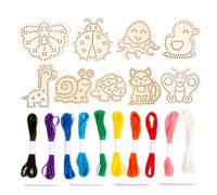 Kids Sewing Kit - Biglietti da cucito, biglietti da cucito per bambini, pacchetti di materiali tessuti a mano, cuciti per bambini e ricami con giocattoli in legno, giocattolo di rilevamento del colore