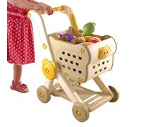 Kids Shopping Cart, Grocery Cart Set Play Kitchen Accessories, 10.63x15.75x19.69 inches Vegetable and Fruit Educational Toys for Preschool Learning Activities, Role Playing Fun