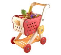 Kids Shopping Cart, Grocery Toy Set, 10.63x15.75x19.69 Inches Play Kitchen Accessories, Educational Vegetable Fruit Toys for Preschool Learning Activities Family Fun and Adventures