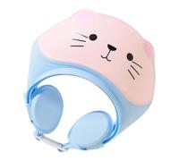 Kids Shower Cap - Cute Cat Silicone Bath Hat, Adjustable Waterproof Hair