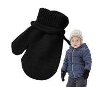 Kids Ski Gloves Knitted Snow Mittens Warm Winter Gloves with String