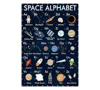 Kids Space Alphabet Poster - Solar System ABC Educational Chart, Vibrant Wall Art for Preschool Classroom and Nursery Decor(Framed,16x24inch(40x60cm))